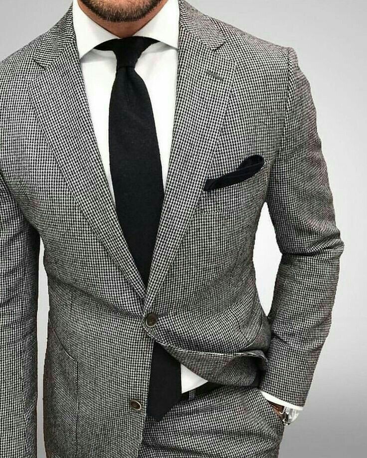 Houndstooth Suit, Modern Fit Suit, Mens Tops Fashion, High Fashion Men, Mens Fashion Edgy, Men’s Suits, Suit Style, Wedding Suits Men, Fitted Suit