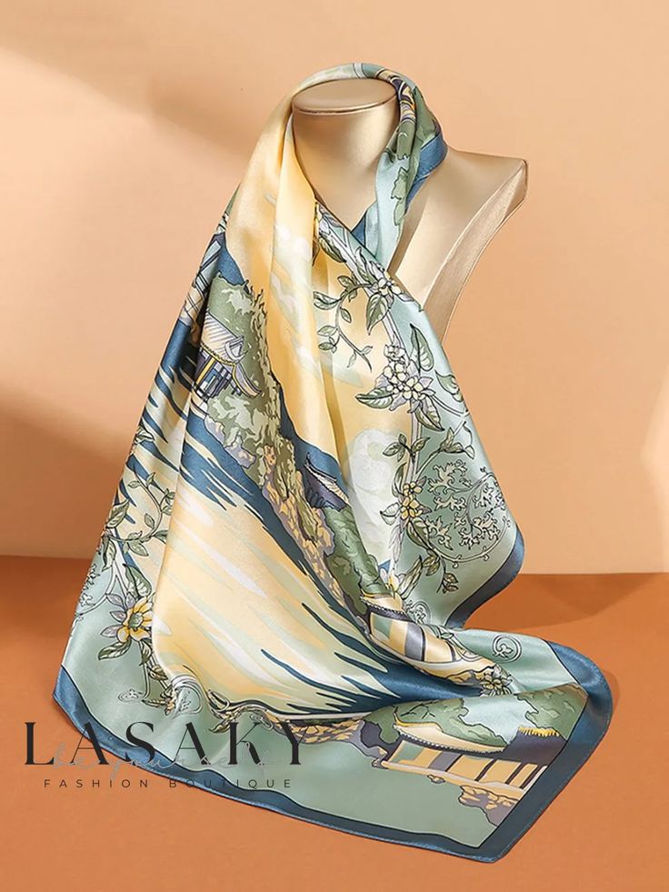 Lasaky - Refined Silk Scarf with Floral Print Design Mulberry Silk Fabric, Pure Silk Scarf, Floral Print Design, Printed Silk Scarf, Beautiful Scenery, Square Scarf, Mulberry Silk, Scarf Print, Satin Finish