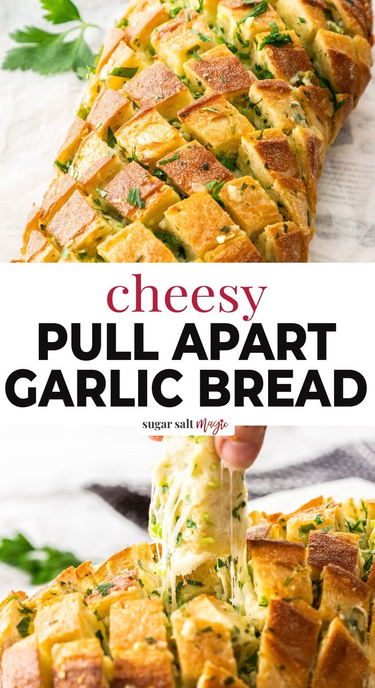 this cheesy pull apart garlic bread is the perfect appetizer for any meal