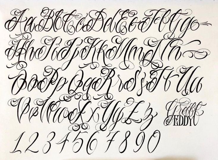 the upper and lower letters are all handwritten in cursive writing with black ink