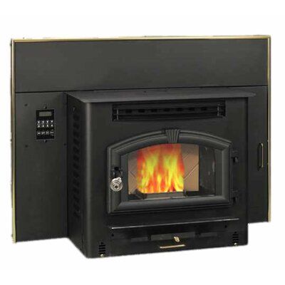 a black stove with flames in it on a white background and an orange flame coming out of the door