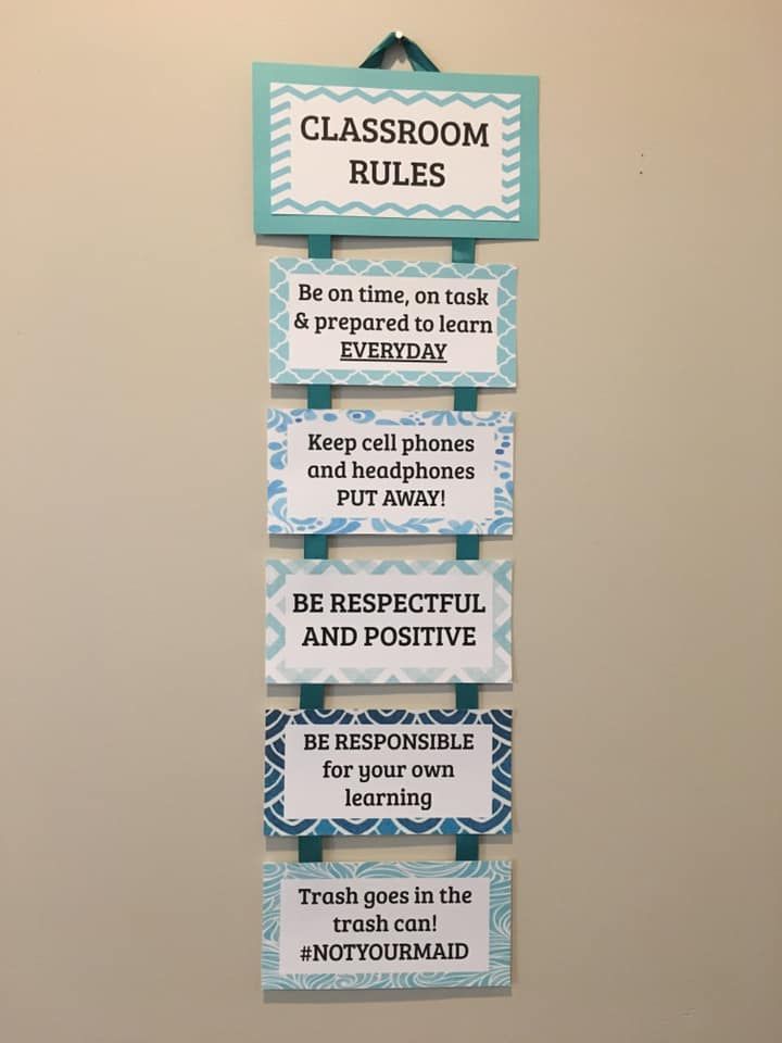 classroom rules hanging on the wall