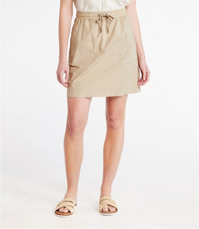 Women's Stretch Ripstop Pull-On Skirt | Dresses at L.L.Bean Casual Skirt With Gathered Waist, Spring Daywear Skirt With Tie Waist, Casual Relaxed Skort With Elastic Waistband, Casual Relaxed Fit Skort With Elastic Waistband, Casual Skirt With Elastic Waistband For Daywear, Casual Beige Drawstring Skirt, Casual Beige Skirt With Drawstring, Casual Tie Waist Skirt For Spring, Casual Skirt With Tie Waist For Spring