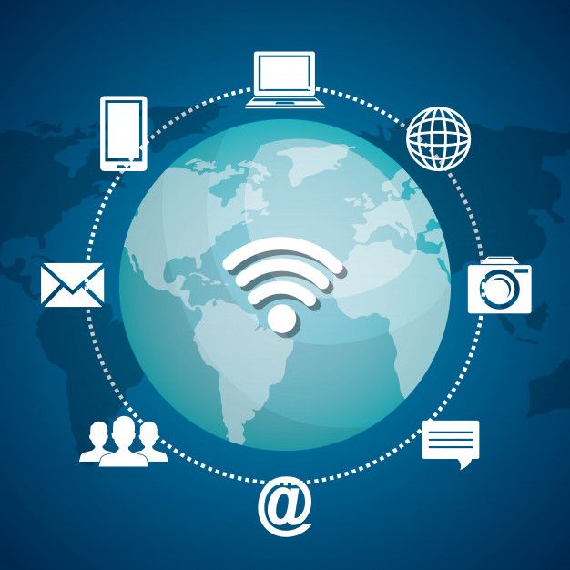 the internet is connected to different devices around the world, including laptops and other electronic devices