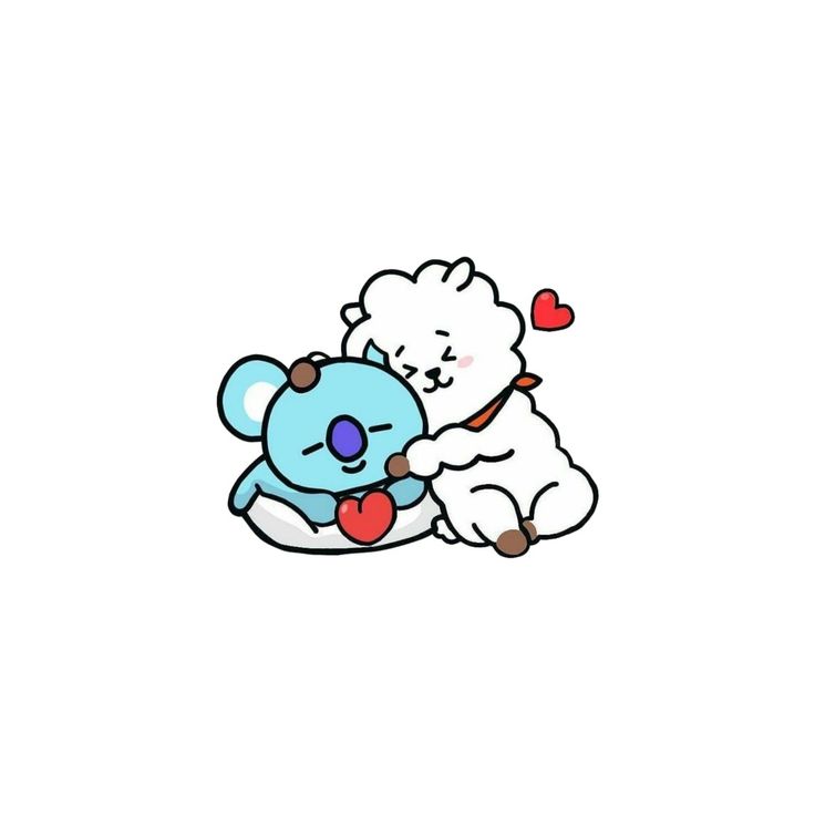 a teddy bear hugging a stuffed animal with a heart on it's tail,