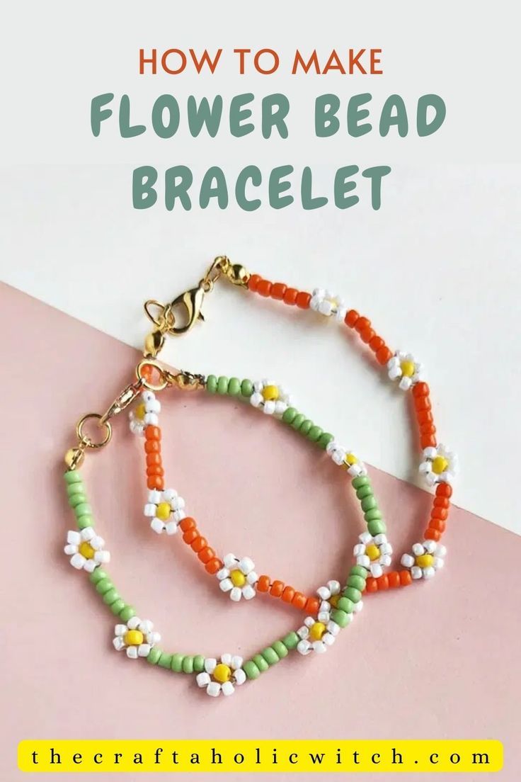 How to Make a Beaded Daisy Chain Bracelet How To Make Simple Beaded Bracelets, Daisy Bracelet Beaded, Diy Daisy Chain Bracelet, Diy Seed Bead Flower Bracelet, How To Make Flower Bracelets With Beads, Diy Beaded Daisy Bracelet, Bracelet Making Inspiration, Beaded Bracelets Flower Tutorial, Diy Flower Bracelet With Beads