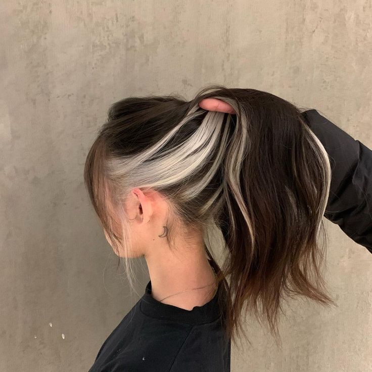 White Streak In Hair, White Hair Highlights, Black White Hair, White Hair Color, Hair Color Underneath, Peekaboo Hair, Hair Color Streaks, Hair Streaks, Pretty Hair Color