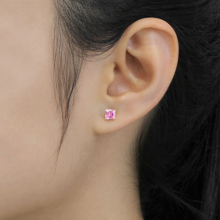 SKU : DJBSQ4010 This 14K Yellow Gold Pink Cubic Zirconia Basket Set Solitaire Cartilage Stud Earrings is a meticulously crafted and beautiful earring. Specifications Metal color: 14K Yellow Gold Dimensions: Available in 4 mm, and 5 mm Stone Shape: Princess Stone Color: Pink Material: Solid 14K Gold Our stones are the highest quality diamond simulants that are polished, finely cut, loupe clean, and have an exactly similar appearance and as beautiful as to naturally occurring diamonds. All cubic z Dainty Pink Round-cut Jewelry, Dainty Pink Round Cut Jewelry, Pink Tarnish-resistant Round Jewelry, Classic Rose Gold Gemstone Jewelry, Pink Fine Jewelry For Everyday, Hallmarked 14k Pink Gold Jewelry, Everyday Fine Pink Jewelry, 14k Gold Pink Gold Jewelry With Gemstone, Pink Sterling Silver Jewelry, Tarnish Resistant