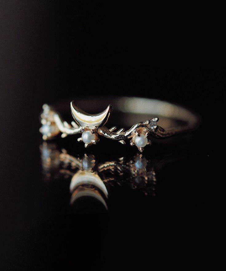 Moon Guardian Ring Druid Engagement Ring, Moon Engagement Rings, Witchy Wedding Rings, Universe Ring, Moon Guardian, Fantasy Rings, Magical Ring, Sofia Zakia, Witch Rings