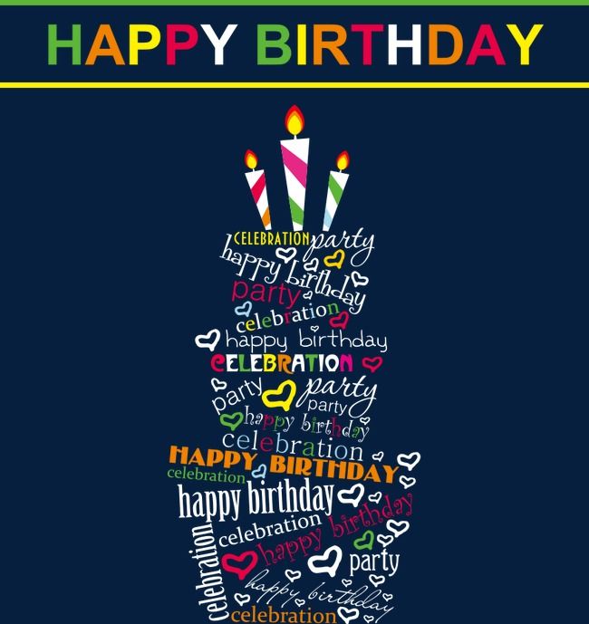 a birthday card with the words happy birthday written in many different languages and colors on it