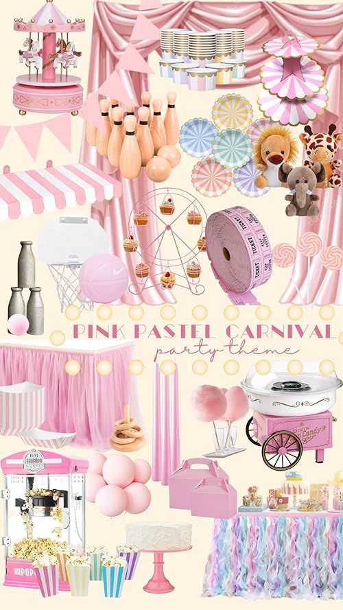 Abbey and Hayley's Amazon Page Stormi World Birthday Theme, Carnival Birthday Party Pastel, Pink Carnival Theme Party, Pastel Circus Birthday Party, Pink Carnival Party, Pastel Carnival Theme Party, Pink Carnival Birthday Party, Pastel Carnival Birthday Party, Pastel Circus Party