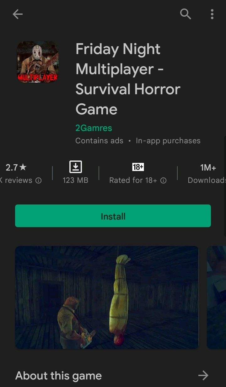 the game menu for friday night mutiplayer - survival horror game, which is now available on steam