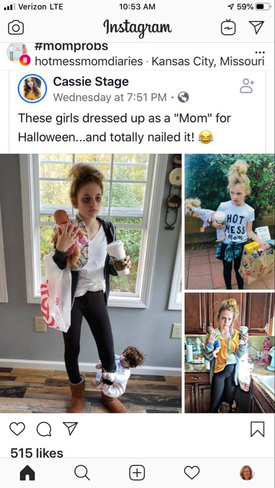 two girls dressed up as mom for halloween and totally nailed it