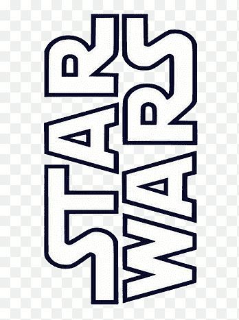 the star wars logo is shown in black and white, with blue letters on it