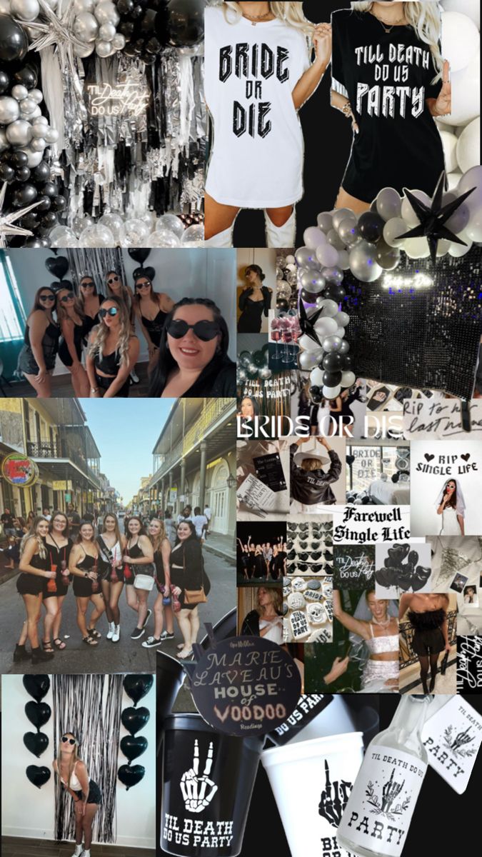 Black and white outfits. Spooky! New Orleans! Bachelorette Outfit Themes, Bride Or Die, New Orleans Bachelorette, Scottsdale Bachelorette, Bachelorette Bachelor Party, Vegas Bachelorette, Vegas Party, Bachelor/bachelorette Party, Wedding Bachelorette Party