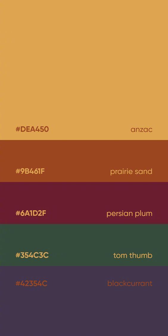 an image of the color scheme for different types of paint colors, including oranges and browns