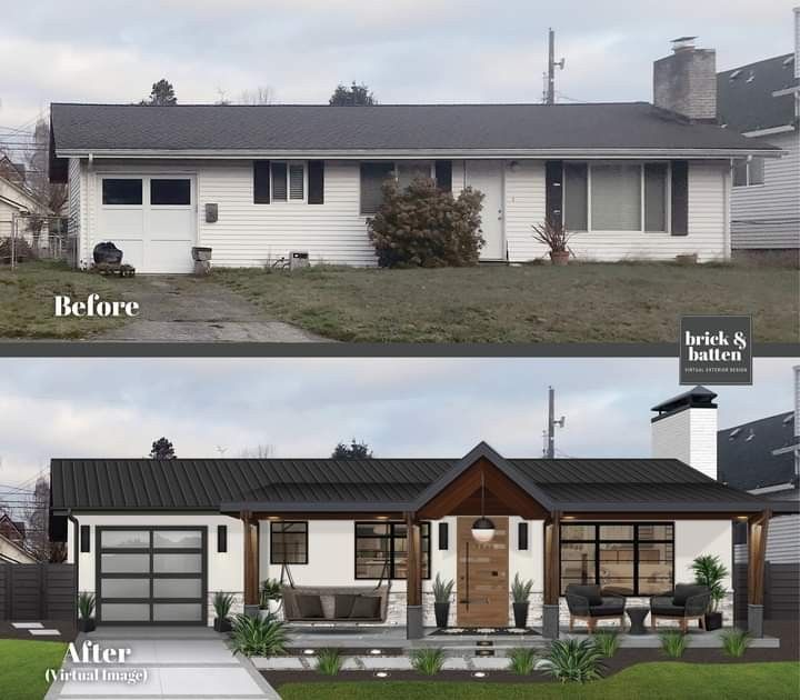 before and after photos of a house in the suburbs