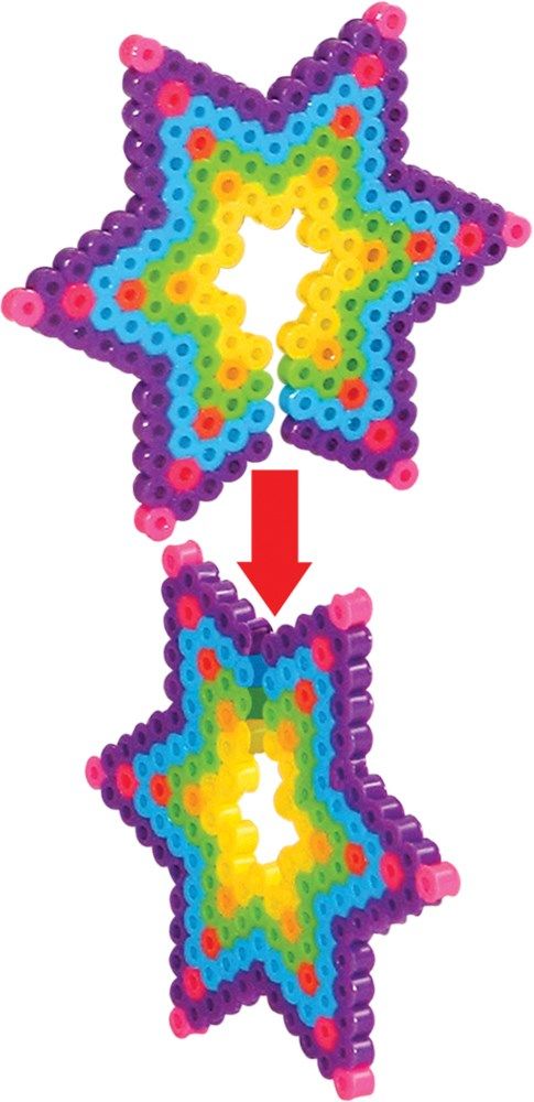 three star shaped objects are shown in different colors