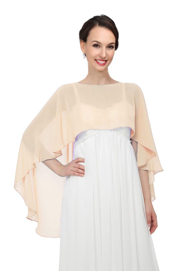 PRICES MAY VARY. Wear this capes with your any dress, it's very elegant and hits lots of compliments. Useing this sheer and stylish shawl wraps for a bridesmaid dress, you will be complimented on this style and look beautiful. Perfect for eveningwear that for whatever reason requires some modesty up top. It is the sheer fabric used in non high end eveningwear. There are several different ways to wear this capelets cover up: all to the back, over the shoulder, or as shown. you can use it to dress Shaw For Formal Dress, Chiffon Shrug, Bridal Capelet, Chiffon Cape, Mens Cashmere Scarf, Bridesmaid Shawl, Evening Shawls, Long Shawl, Chiffon Shawl