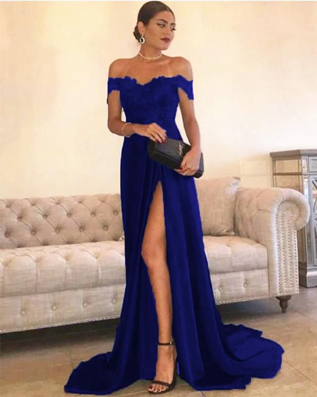 Split Prom Dresses, Sweetheart Prom Dress, Lace Strapless, Off Shoulder Fashion, A Line Prom Dresses, Hawaiian Dress, Satin Prom Dress, Dresses Lace, Gowns With Sleeves