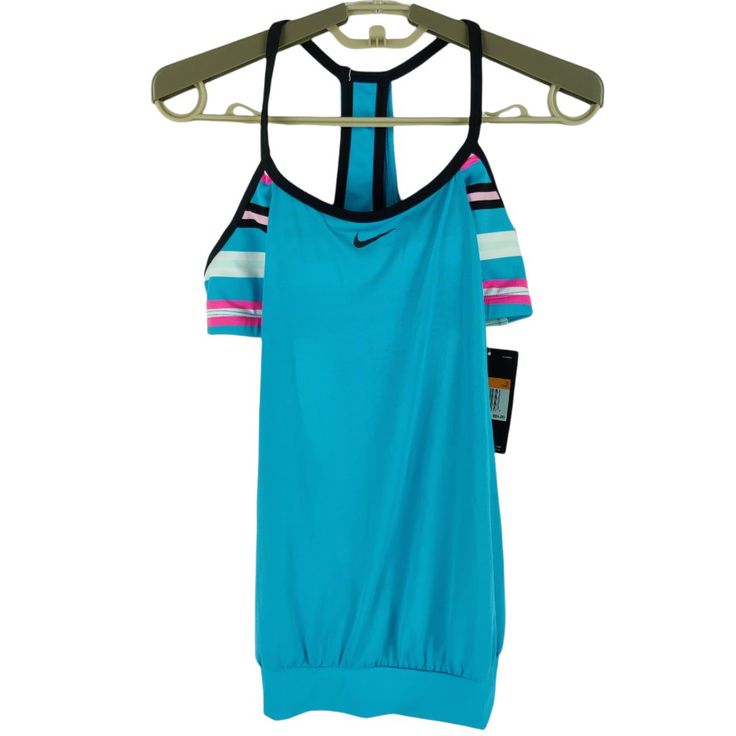 New With Tags. Label: Nike Material: Polyester B239m734 Nike Summer Workout T-shirt, Fitted Nike T-shirt For Summer, Blue Fitted Workout T-shirt, Blue Summer Gym T-shirt, Sporty Sleeveless Multicolor Tops, Blue T-shirt For Gym, Multicolor Sleeveless Sports Top, Multicolor Sleeveless Gym Tops, Blue Sports T-shirt For Summer