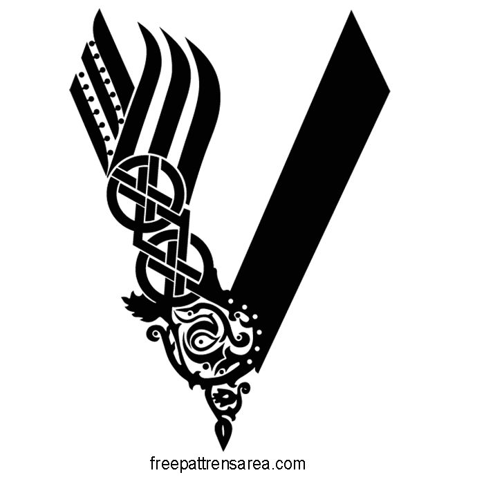 a black and white image of an eagle with celtic designs on it's wings