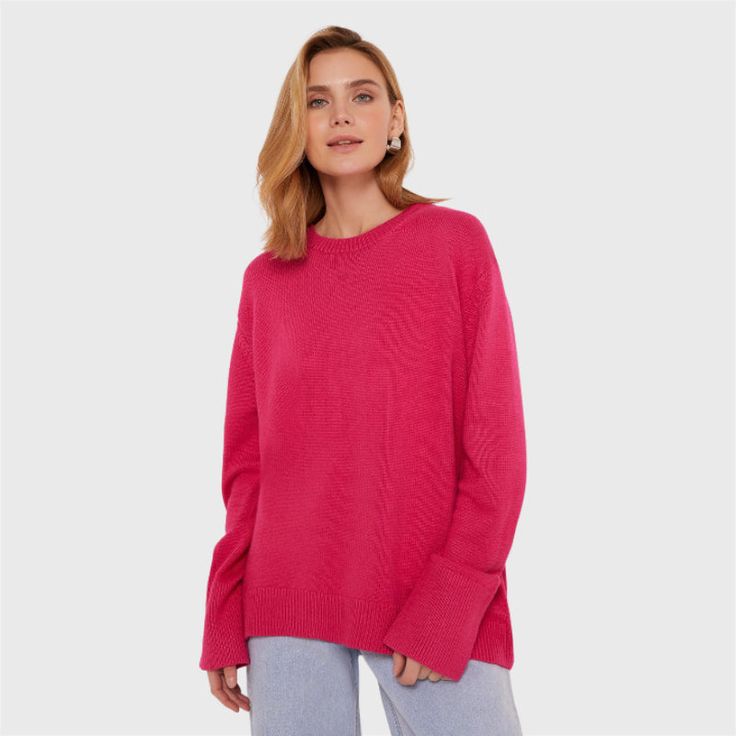 Discover comfort and style with our Casual Plain Knit Loose Pullover Sweater. Made from premium knit fabric, this sweater combines effortless elegance with everyday ease. Ideal for versatile styling, it's your go-to piece for relaxed chic, whether lounging at home or exploring the city. Details: Style: Casual Fit: Loose Fabric: Polyester Fiber Pattern: Solid Top Length: Regular Neckline: Crew-Neck Sleeve Type: Regular Sleeve Length: Long Sleeve Product Code: 4034 Size Chart: Pink Cashmere Sweater With Ribbed Cuffs, Casual Pink Cashmere Cardigan, Trendy Long Sleeve Cashmere Top, Casual Winter Cashmere Knit Top, Casual Cashmere Knit Top For Winter, Casual Winter Knit Top In Cashmere, Trendy Long Sleeve Cashmere Sweater, Cashmere Crew Neck Knit Top, Classic Knit Sweater For Loungewear