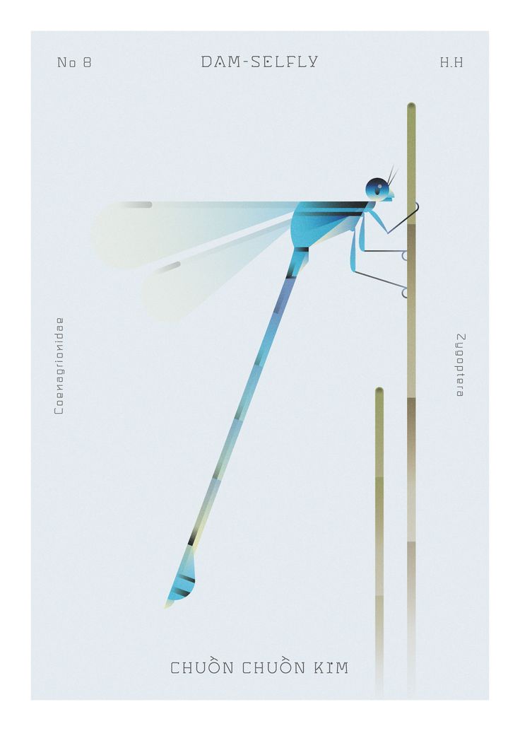 a blue dragonfly sitting on top of a wooden stick next to a tall pole