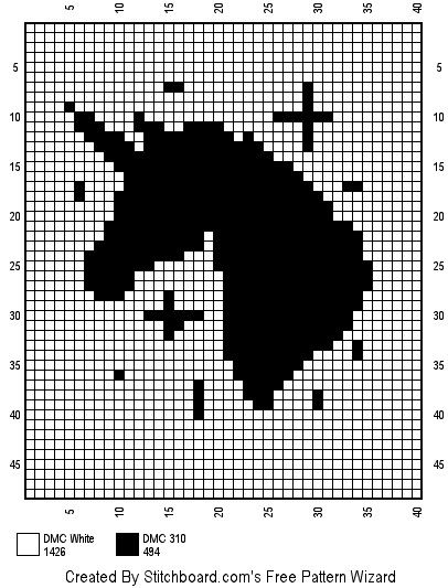 a black and white cross stitch pattern with the shape of a horse's head