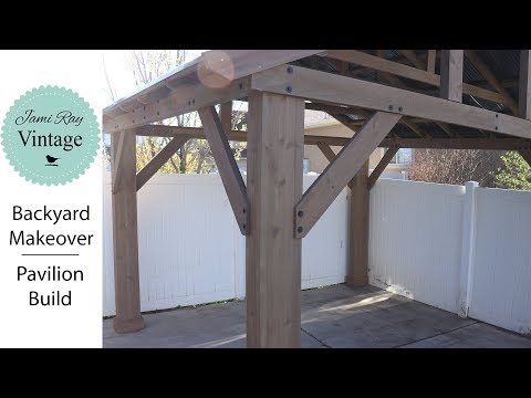 backyard makeover with pavilion build