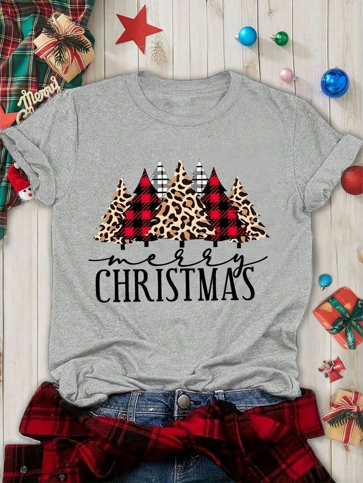 a t - shirt that says merry christmas with leopard print