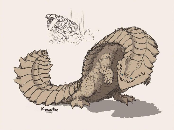 a drawing of a large creature with its mouth open and it's tail extended