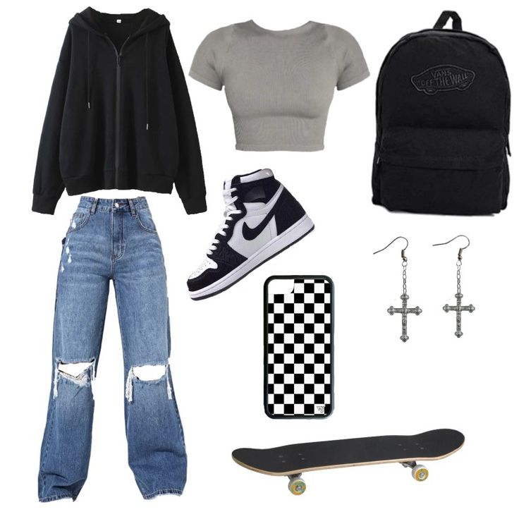 Skater girl outfit Skater Girl Aesthetic Outfits For School, Skater Style Girl, Girl Skater Outfits, Lizzy Aesthetic, Skater Outfit Ideas, Skater Girl Outfits Winter, Skater Girl Aesthetic Outfits, Outfits Aesthetic Skater Girl