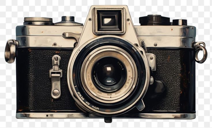 an old fashioned camera is shown on a white background, with no image in it