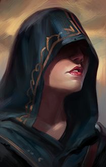 a painting of a woman wearing a hoodie