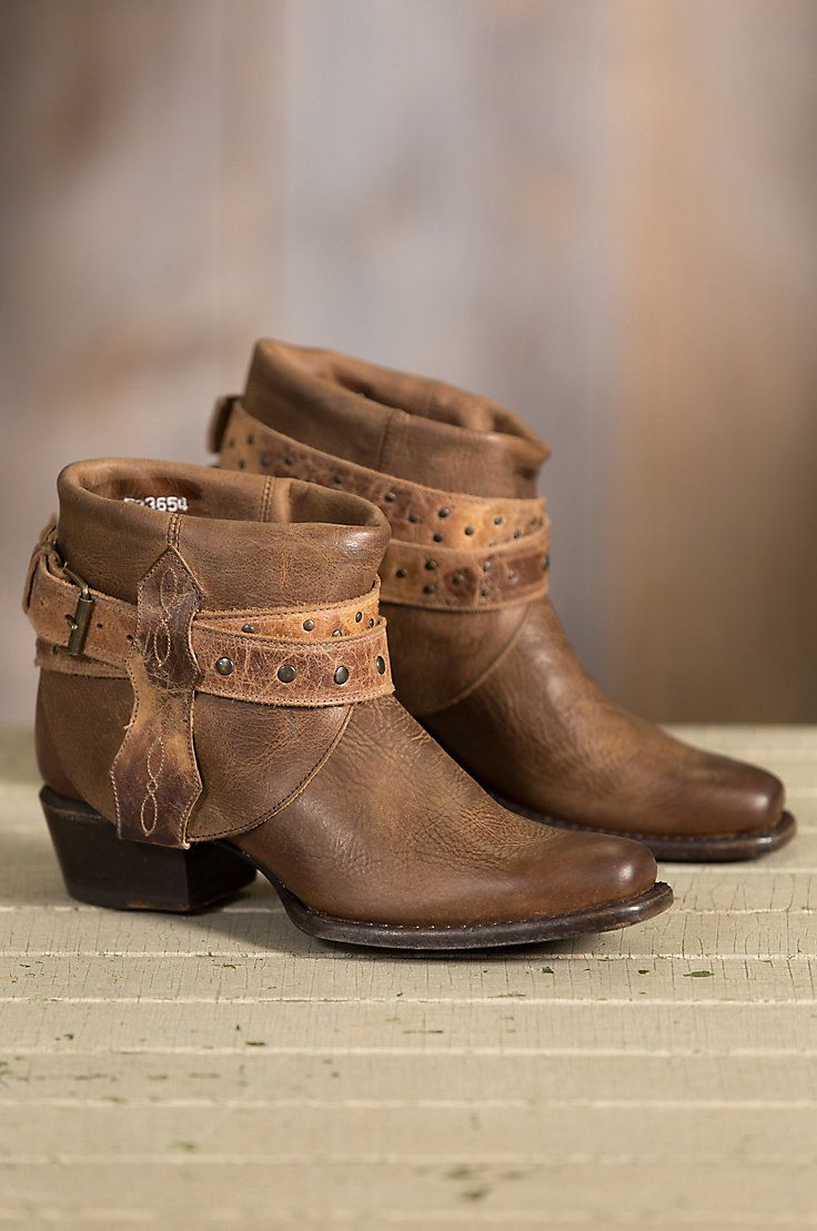 Image Leather Ankle Boots For Western-themed Events, Rustic Ankle Moto Boots For Western-themed Events, Women’s Dressy Cowboy Boots, Brown Western Style Lace-up Ankle Boots, Cowgirl Ankle Boots, Short Cowboy Boots, Luxury Leather-lined Cowboy Boots For Rodeo, Ankle Cowboy Boots, Short Leather Boots