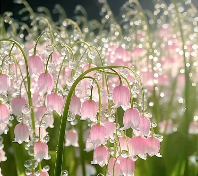 pink flowers with drops of water on them