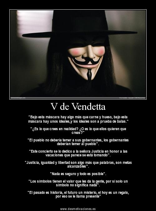 a person wearing a mask with the words v de vendetta written below it