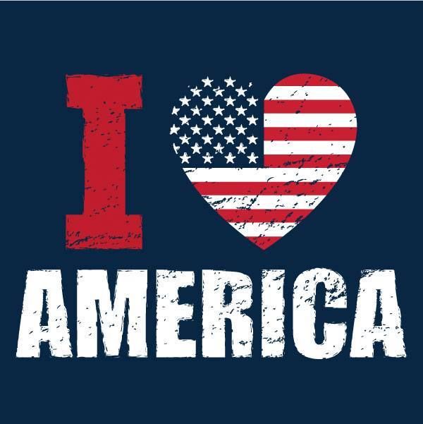 i love america with an american flag heart