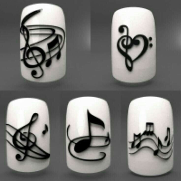 Music Note Nails, Music Nails, Unghie Nail Art, Funky Nail Art, Valentine Nail Art, Valentine Nails, Musical Notes, Nail Art Hacks, Funky Nails