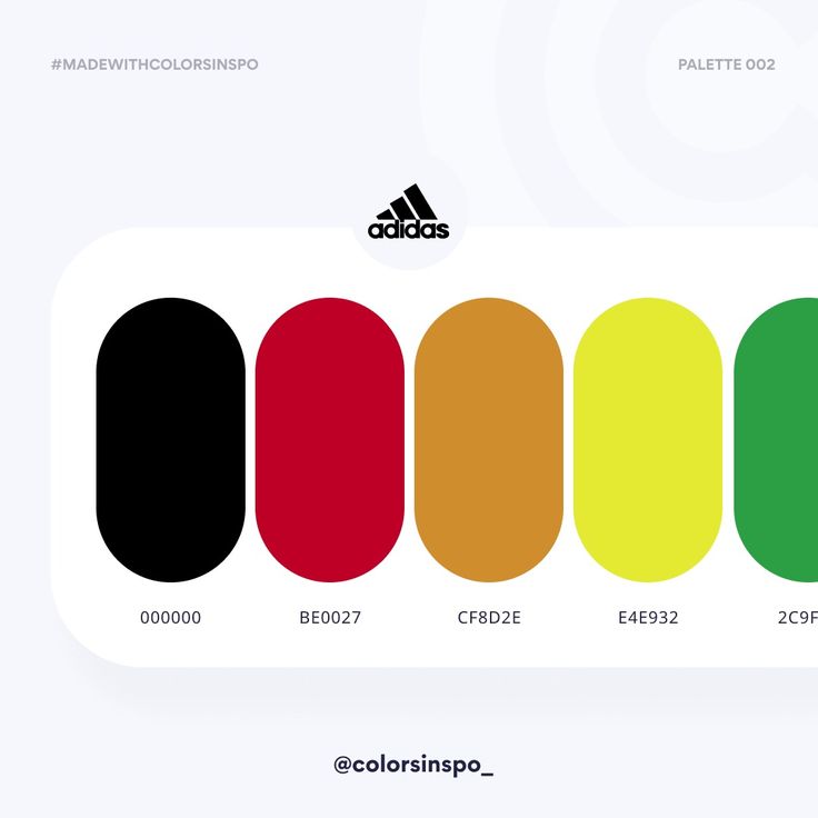 the adidas logo is shown in different colors