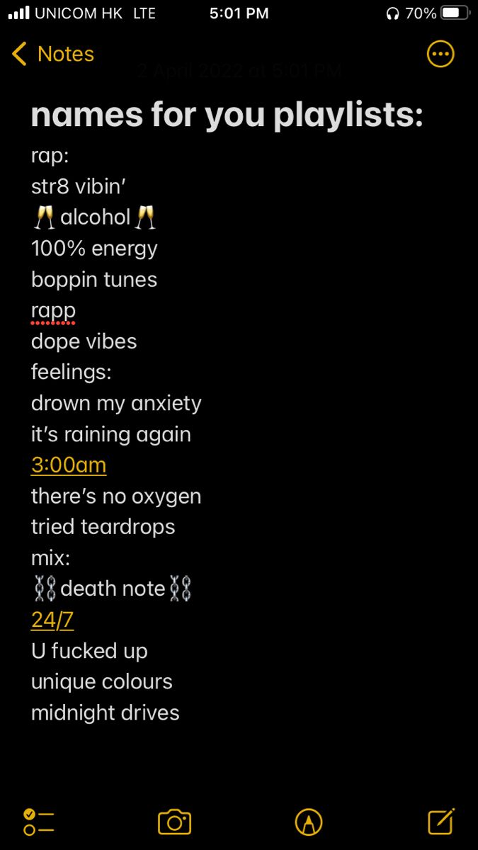 an iphone screen with the text names for you playlists