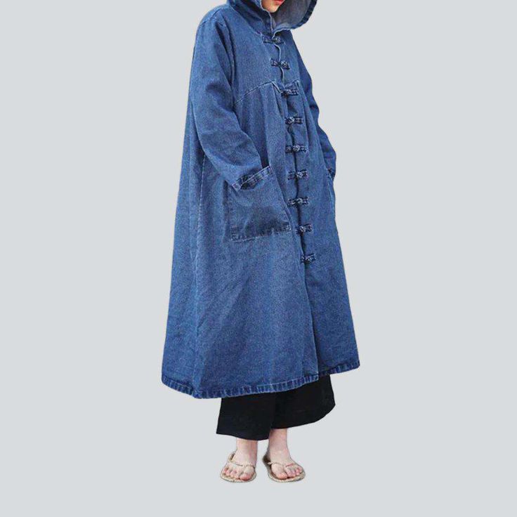 Make a fashion statement with the 2023 Spring-Summer Collection's one-of-a-kind Chinese-style hooded denim coat. inspired by the 90s!Why You'll Fall In LoveThis long. medium wash. buttoned closure coat is designed to bring you the best of both worlds - the signature flair of the 90s. and the modern sensibilities of today. Every stitch is crafted to perfection. promising to take your look to the next level.Unmissable Highlights: 90s Inspired: Embrace the iconic fashion scene of the 90s with this Hooded Denim Blue Jacket For Winter, Winter Denim Hooded Jacket, Oversized Hooded Denim Outerwear, Hooded Dark Wash Outerwear For Spring, Denim Long Sleeve Hooded Jacket For Spring, Blue Hooded Denim Jacket For Fall, Long-sleeved Denim Hooded Jacket With Pockets, Hooded Denim Jacket For Spring, Hooded Denim Blue Jacket For Spring