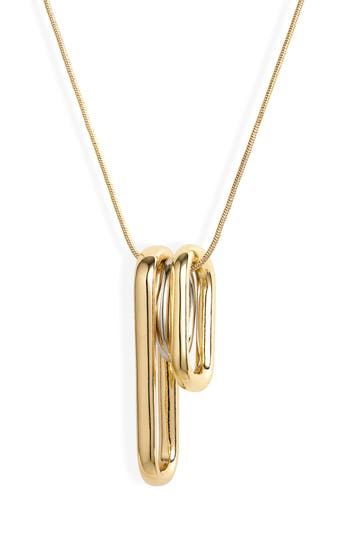 Two-toned rings in variegated shapes and sizes lend sculptural beauty to this polished pendant necklace suspended from a slender chain. 32" length Goldtone plate/silvertone plate Imported Modern Polished Metal Chain Necklace, Womens Jewelry Necklace, Silver Tone, Gold Tones, Jewelry Necklaces, Nordstrom, Women Jewelry, Pendant Necklace, Sculpture