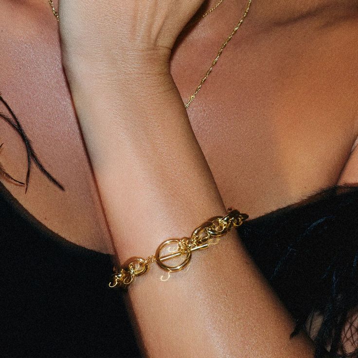 Dramatic Statement Chain Bracelet in Gold | Uncommon James Modern Chunky Chain Link Bracelets, Chunky Chain Oval Link Bracelet, Trendy Chunky Link Chain Bracelet, Chunky Link Chain Bracelet, Chunky Chain Link Metal Bracelets, Trendy Chunky Link Bracelets, Trendy Chain Bracelet With Toggle Clasp, Chic Metal Paperclip Chain Bracelet, Trendy Chunky Chain Bracelet For Everyday