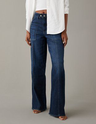 A high rise & wide leg for a cool, slouchy fit. Womens Jeans 2024, Weekend Casual Outfits, Wide Leg Jeans Outfit, Wide Leg Pants Outfits, Quoi Porter, Travel Capsule, Jean Trends, Shank Button, 2024 Fashion