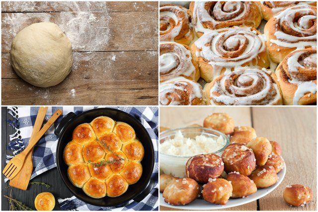 there are pictures of different pastries on the table