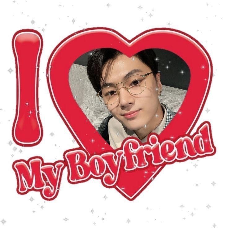 i love my boyfriend photo frame with the image of him in red heart and stars on white background