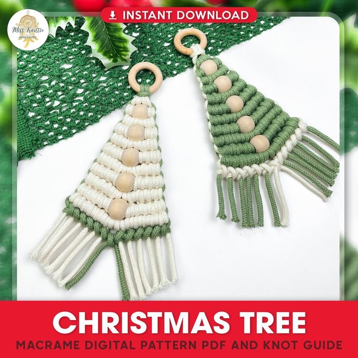 christmas tree macrame pattern and knitting guide for beginners by instant downloading