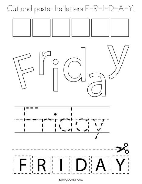 the worksheet for friday and friday's day is shown in black and white